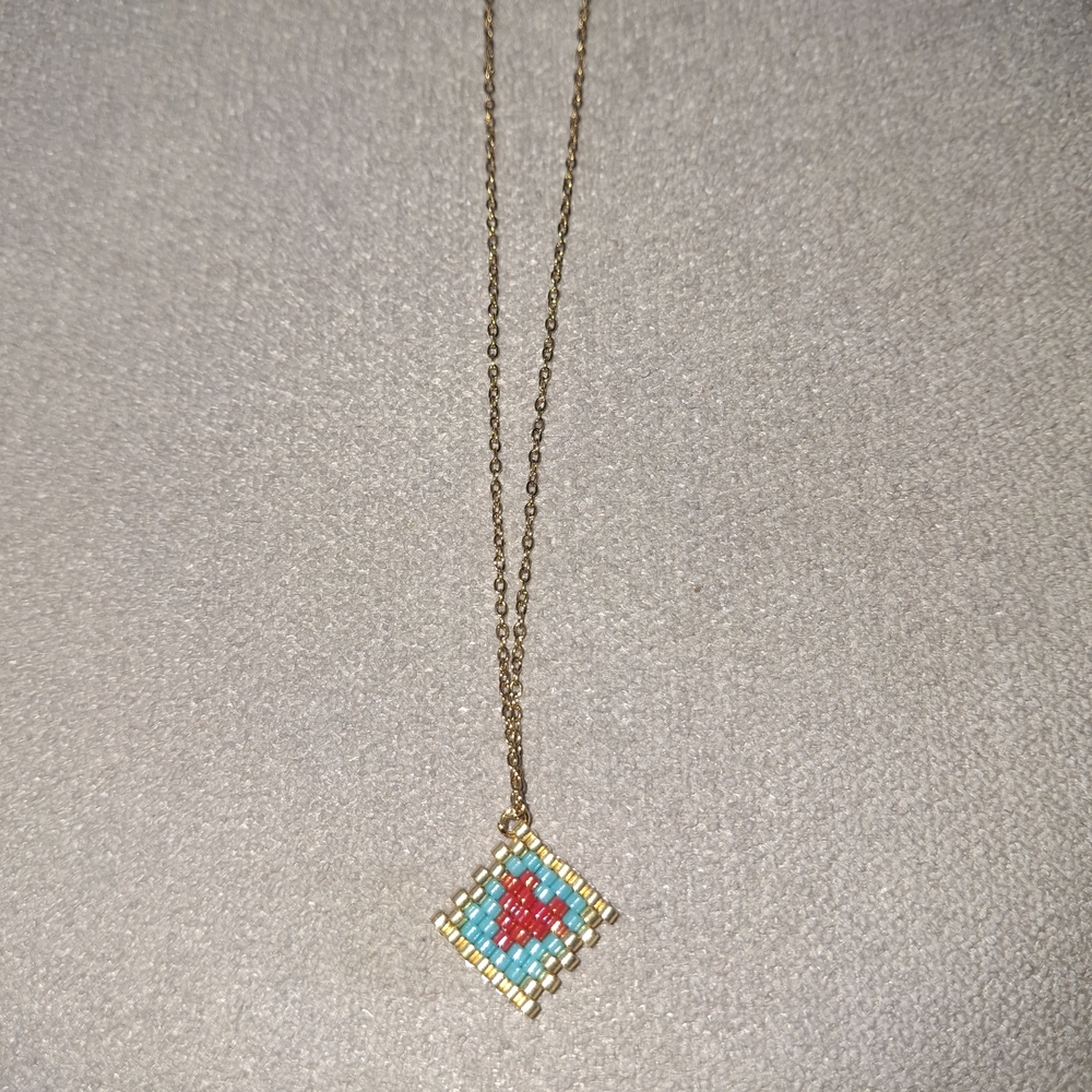 Gold and Turquoise Beaded Necklace